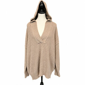 Aerie Waffle Knit Sweatshirt Womens Size Medium Brown Hooded Oversized Relaxed